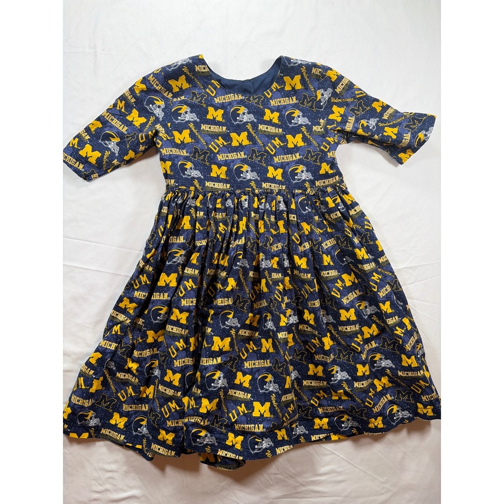 Handmade University of Michigan Wolverines Girls Dress Navy Collegiate sz 6
